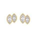 Elegant Ladies Earring 10K Collection Linked Hearts Yellow Gold 1.00CT Marquise Lab Grown Diamond (Color F-G -Clarity VS1/VS2)