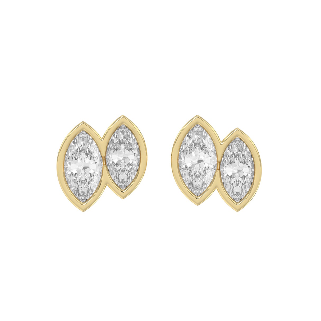 Elegant Ladies Earring 10K Collection Linked Hearts Yellow Gold 1.00CT Marquise Lab Grown Diamond (Color F-G -Clarity VS1/VS2) - Image 1