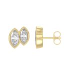 Elegant Ladies Earring 10K Collection Linked Hearts Yellow Gold 1.00CT Marquise Lab Grown Diamond (Color F-G -Clarity VS1/VS2) - Image 2
