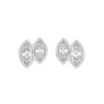 Elegant Ladies Earring 14K Collection Linked Hearts White Gold 1.00CT Marquise Lab Grown Diamond (Color F-G -Clarity VS1/VS2)