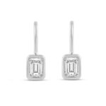LADIES EARRINGS 1.00CT EMERALD DIAMOND 14K WHITE GOLD