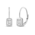 LADIES EARRINGS 1.00CT EMERALD DIAMOND 14K WHITE GOLD - Image 3