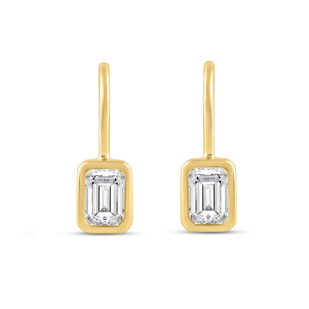 LADIES EARRINGS 1.00CT EMERALD DIAMOND 14K YELLOW GOLD - Image 1
