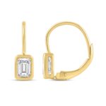 LADIES EARRINGS 1.00CT EMERALD DIAMOND 14K YELLOW GOLD - Image 2