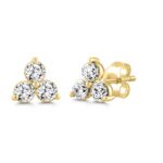 LADIES EARRINGS 1.00CT ROUND DIAMOND 18K YELLOW GOLD - Image 3