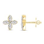 LADIES EARRINGS 1CT MARQUISE DIAMOND 14K YELLOW GOLD - Image 2
