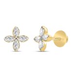 LADIES EARRINGS 1CT MARQUISE DIAMOND 14K YELLOW GOLD - Image 3