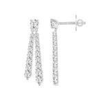 LADIES EARRINGS 3CT ROUND DIAMOND 14K WHITE GOLD - Image 2