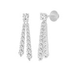 LADIES EARRINGS 3CT ROUND DIAMOND 14K WHITE GOLD - Image 3
