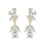 LADIES EARRINGS 4CT ROUND/MARQUISE/PEAR DIAMOND 14K YELLOW GOLD