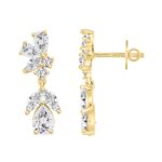 LADIES EARRINGS 4CT ROUND/MARQUISE/PEAR DIAMOND 14K YELLOW GOLD - Image 2