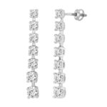 LADIES LINEAR EARRINGS 3CT ROUND DIAMOND 14K WHITE GOLD - Image 3