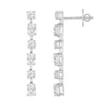 LADIES LINEAR EARRINGS 4 1/2CT OVAL/ROUND DIAMOND 14K WHITE GOLD - Image 2