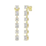 LADIES LINEAR EARRINGS 4 1/2CT OVAL/ROUND DIAMOND 14K YELLOW GOLD - Image 3