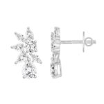 LADIES STUD EARRINGS 4 1/2CT PEAR/ROUND/MARQUISE DIAMOND 14K WHITE GOLD - Image 2