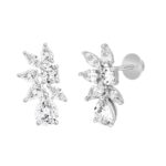 LADIES STUD EARRINGS 4 1/2CT PEAR/ROUND/MARQUISE DIAMOND 14K WHITE GOLD - Image 3