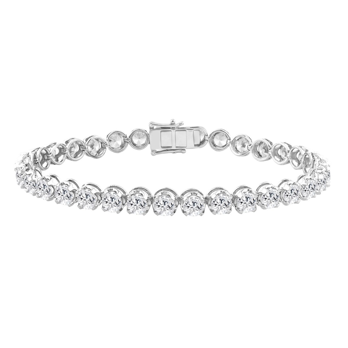 14K WHITE GOLD 10.00CT ROUND DIAMOND LADIES BRACELET - Image 1
