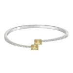 14K WHITE GOLD 2 3/4CT ROUND/RADIANT DIAMOND LADIES BANGLE