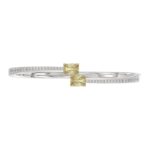 14K WHITE GOLD 2 3/4CT ROUND/RADIANT DIAMOND LADIES BANGLE - Image 5
