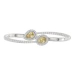 14K WHITE GOLD 3 1/2CT ROUND/OVAL/PEAR DIAMOND LADIES BANGLE (YELLOW PEAR/YELLOW OVAL DIAMOND) - Image 5