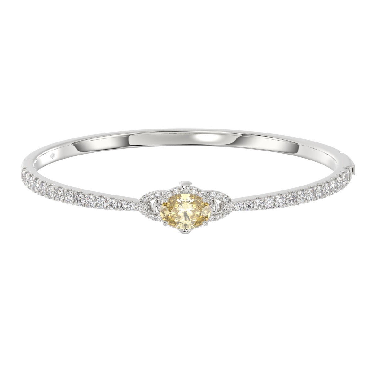 14K WHITE GOLD 3.00CT ROUND/OVAL DIAMOND LADIES BANGLE - Image 1