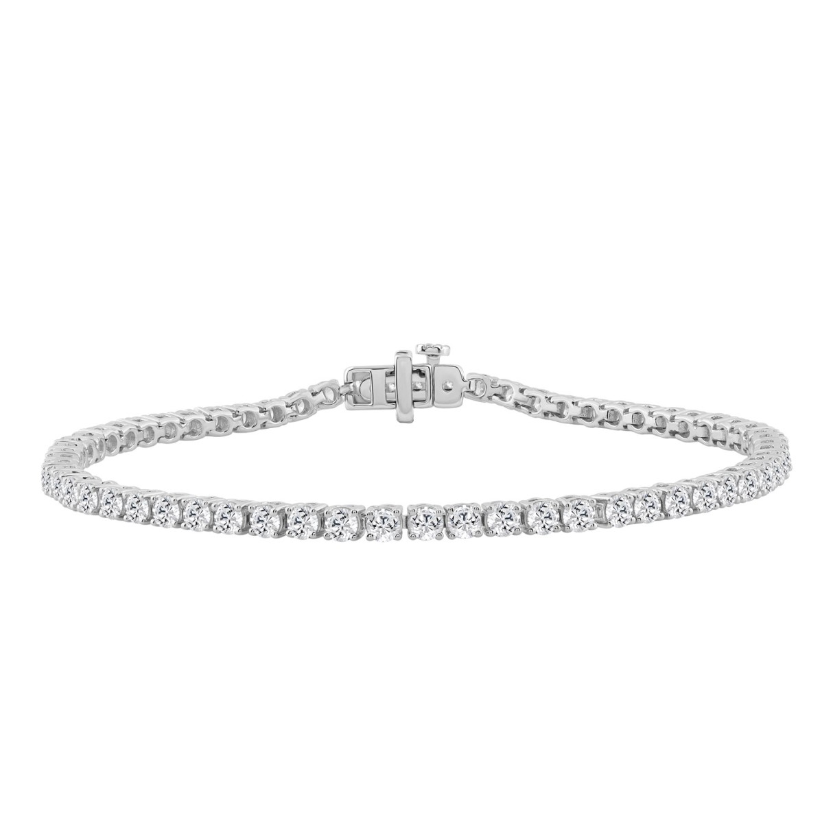 14K WHITE GOLD 4.00CT ROUND DIAMOND LADIES BRACELET - Image 1