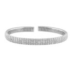 14K WHITE GOLD 5 1/2CT ROUND DIAMOND LADIES FLEXIBLE BANGLE