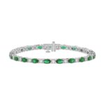 14K WHITE GOLD 6 7/8CT ROUND/EMERALD OVAL DIAMOND LADIES BRACELET (EMERALD OVAL 6 1/6CT)