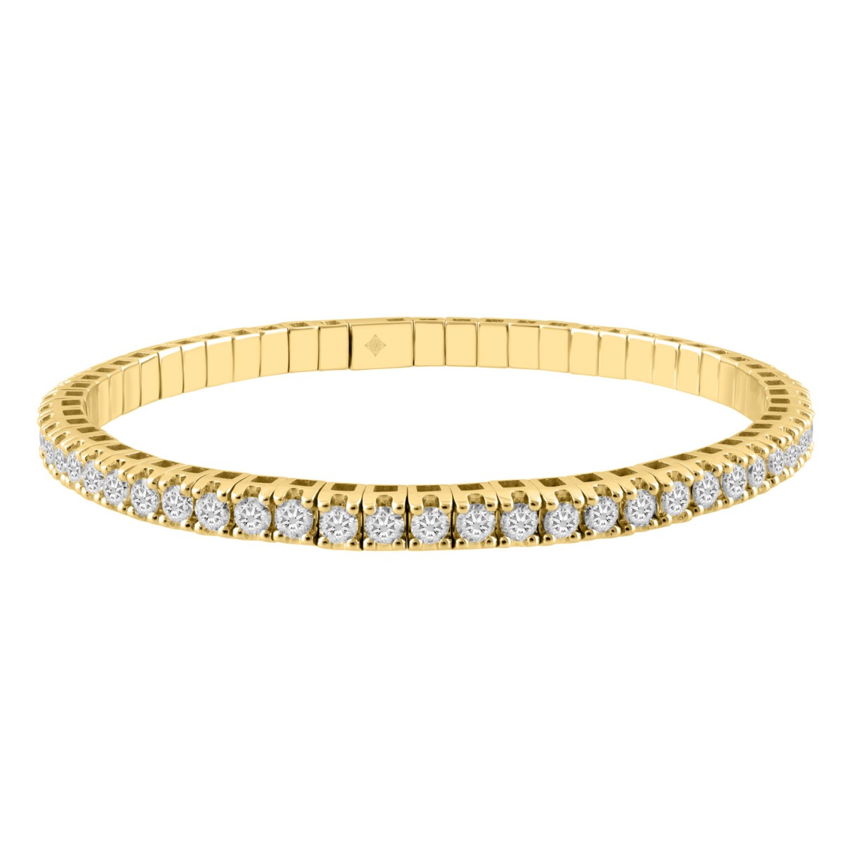 14K YELLOW GOLD 4.00CT ROUND DIAMOND LADIES FLEXIBLE BANGLE - Image 1