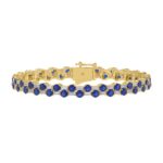 14K YELLOW GOLD 8.00CT BAGUETTE/ROUND DIAMOND LADIES BRACELET (BLUE SAPPHIRE ROUND DIAMOND 6 5/8CT)