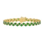 14K YELLOW GOLD 9.00CT BAGUETTE/ROUND DIAMOND LADIES BRACELET (GREEN EMERALD ROUND DIAMOND 7 7/8CT)