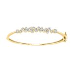 14K Yellow Gold Ladies Flexible Bangle 1 3/4CT Round Cut Diamonds  (Color F-G -Clarity VS1/VS2)