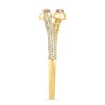 ETERNAL BLUSH COLLECTION LADIES BANGLE 3CT ROUND/PEAR DIAMOND 14K YELLOW GOLD (CENTER STONE PINK PEAR DIAMOND 1/2CT) - Image 2