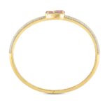 ETERNAL BLUSH COLLECTION LADIES BANGLE 3CT ROUND/PEAR DIAMOND 14K YELLOW GOLD (CENTER STONE PINK PEAR DIAMOND 1/2CT) - Image 3