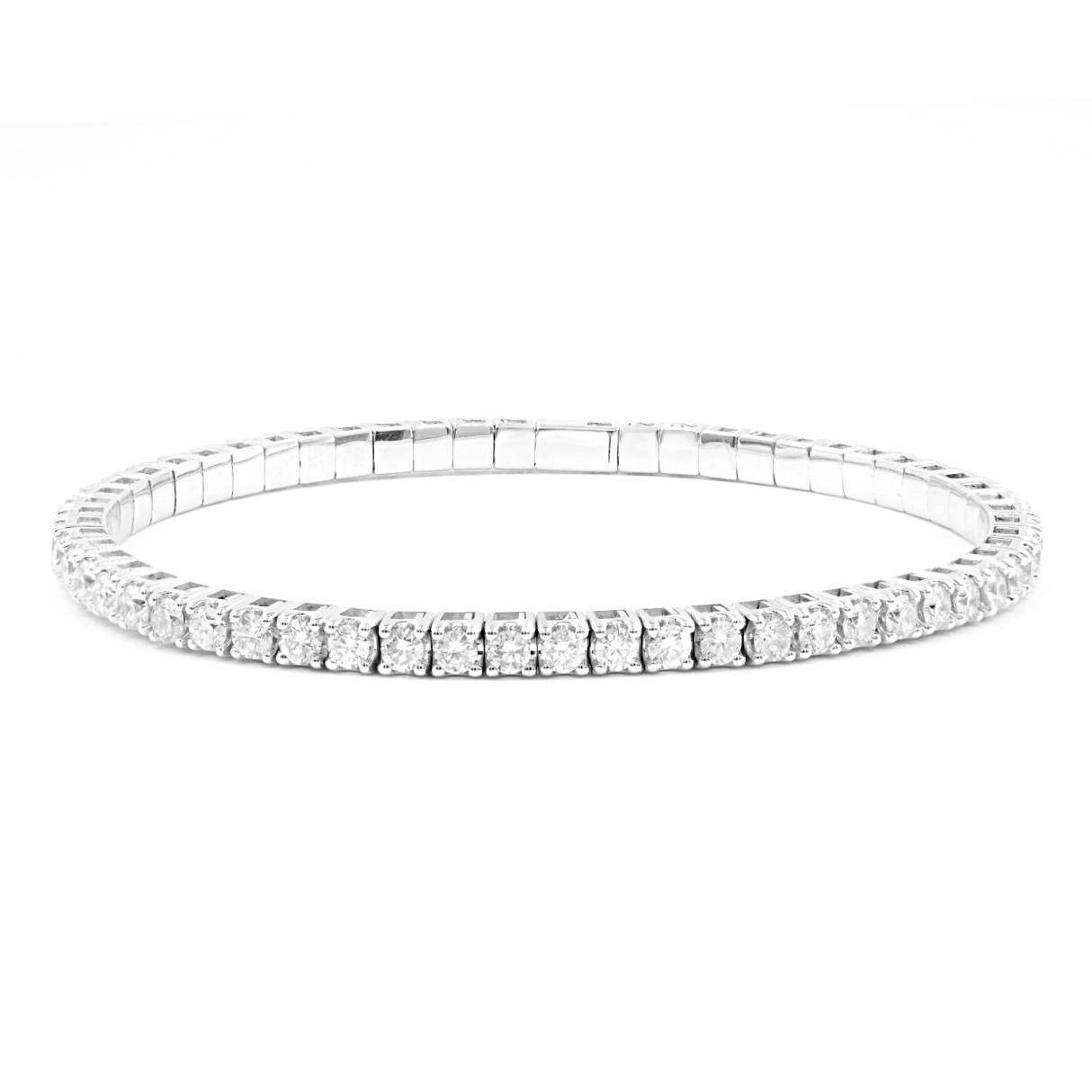 LADIES BANGLE 5CT ROUND DIAMOND 14K WHITE GOLD - Image 1