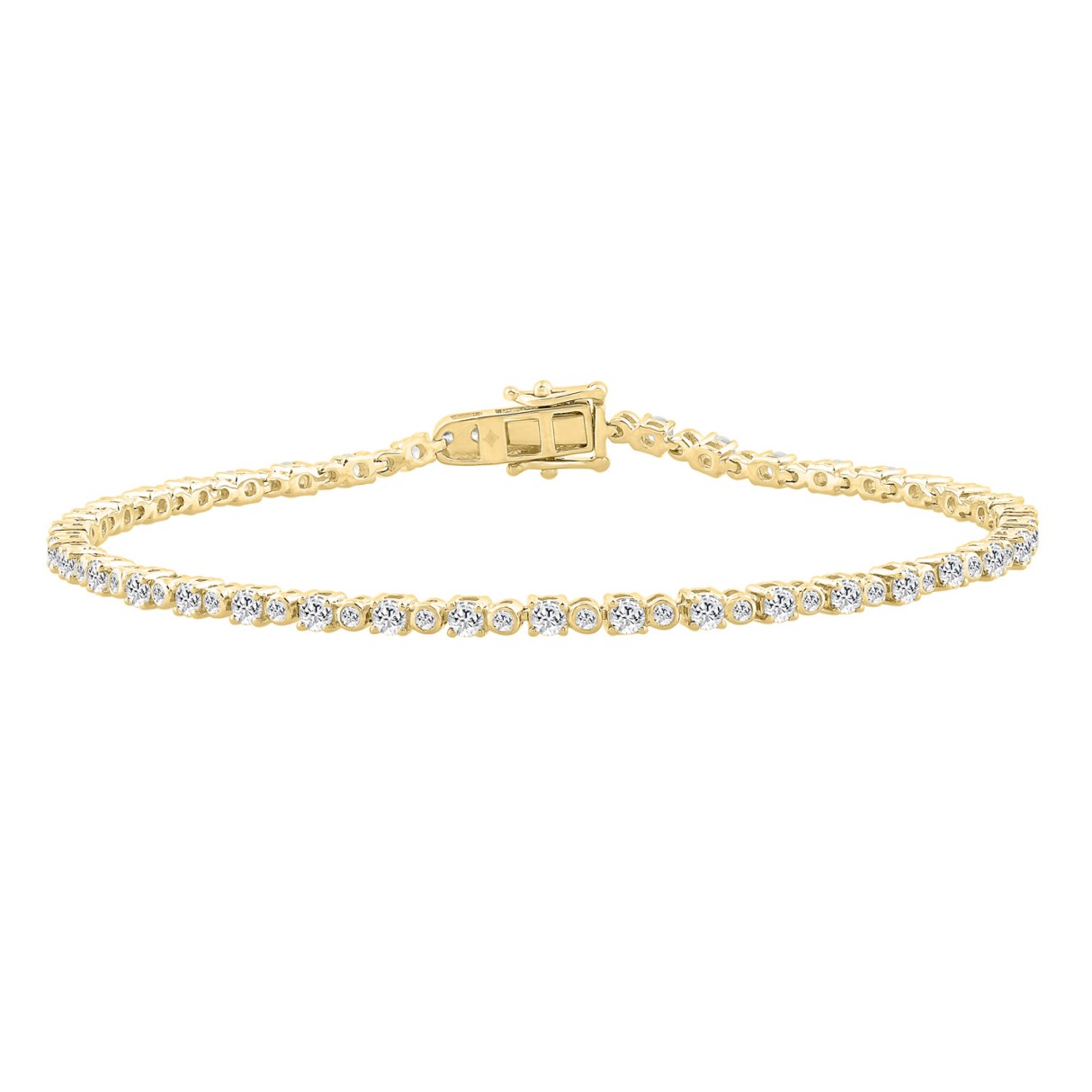 Ladies Bracelet 10K Yellow Gold 2.00Ct Round Lab Grown Diamond (Color F-G -Clarity VS1/VS2) - Image 1