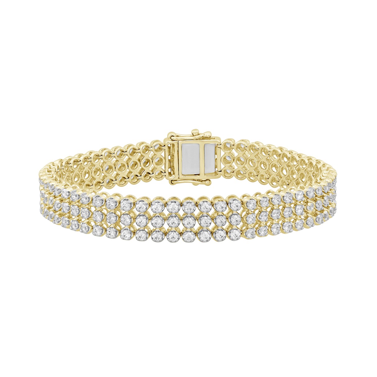 LADIES BRACELET 5CT ROUND DIAMOND 14K YELLOW GOLD - Image 1