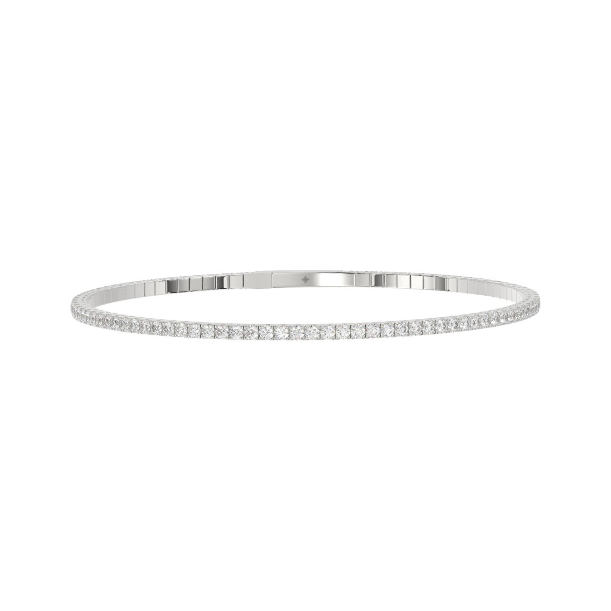 LADIES FLEXIBLE BANGLE 5 1/3CT ROUND DIAMOND 14K WHITE GOLD - Image 1