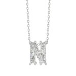 10K WHITE GOLD 1 1/2CT FANCY CUT ALPHABET DIAMOND LADIES PENDANT WITH CHAIN