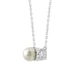 10K White Gold Pearl & 1/4Ct Round Diamond Ladies Necklace  Elegant Fine Fashion Jewelry Gift For Women (Color F-G Clarity Vs1/Vs2) - Image 2