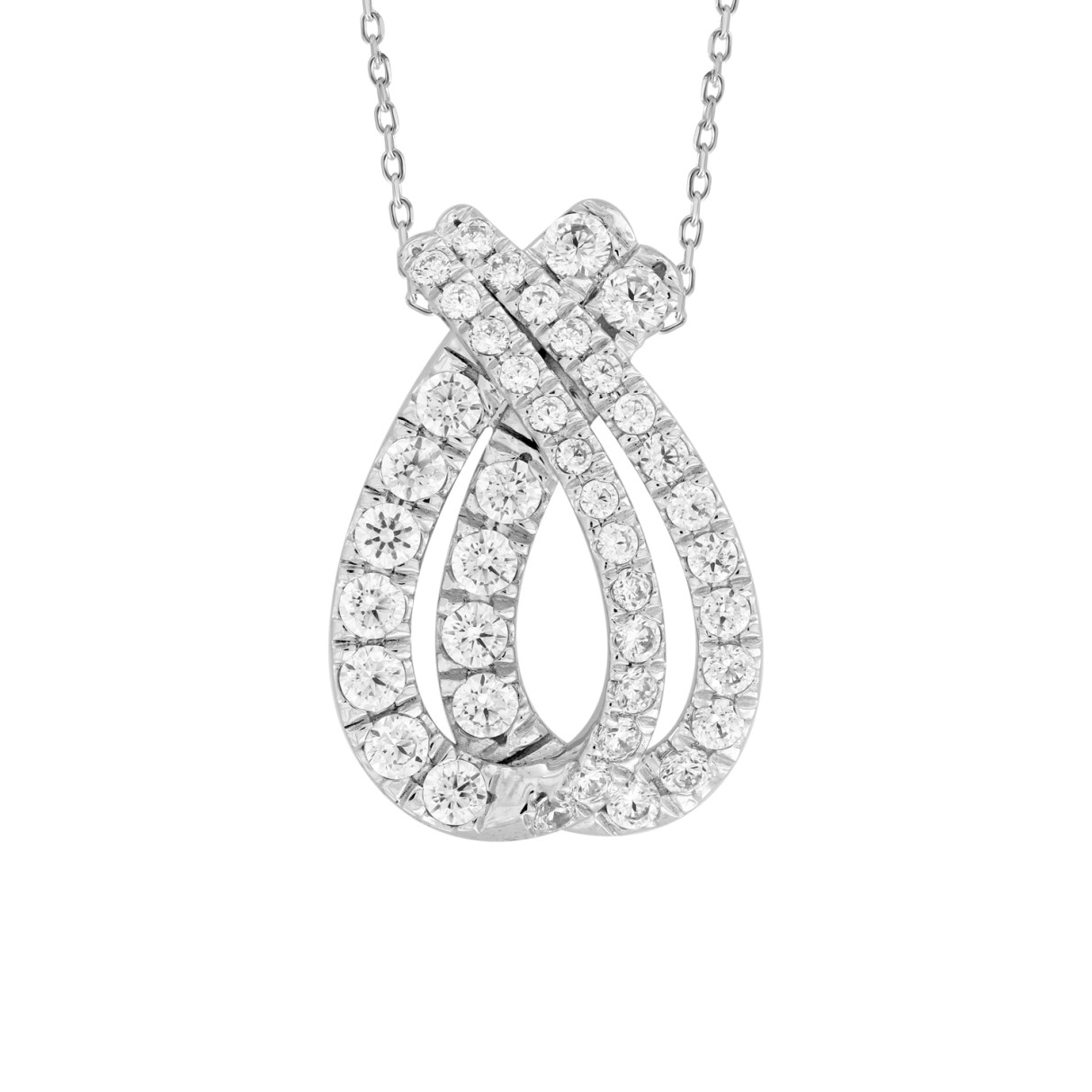 14K WHITE GOLD 1 1/2CT ROUND DIAMOND LADIES PENDANTS WITH CHAIN - Image 1