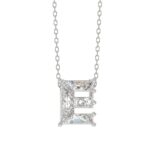14K WHITE GOLD 1 1/4CT FANCY CUT ALPHABET DIAMOND LADIES PENDANT WITH CHAIN