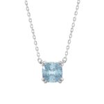 14K WHITE GOLD 1.00CT BLUE CUSHION DIAMOND LADIES SOLITAIRE PENDANT