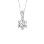 14K WHITE GOLD 1.00CT ROUND/BAGUETTE/HEZAGON STEP CUT DIAMOND LADIES PENDANT - Image 3