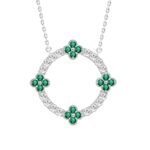 14K WHITE GOLD 1/4CT ROUND DIAMOND LADIES PENDANT (GREEN EMERALD ROUND 1/5CT)