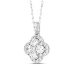 14K WHITE GOLD 1CT ROUND DIAMOND LADIES PENDANT WITH CHAIN - Image 3