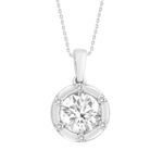 14K WHITE GOLD 1CT ROUND DIAMOND LADIES PENDANT WITH CHAIN