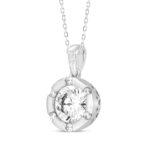 14K WHITE GOLD 1CT ROUND DIAMOND LADIES PENDANT WITH CHAIN - Image 3