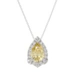 14K WHITE GOLD 2 1/4CT ROUND/PEAR DIAMOND LADIES PENDANT WITH CHAIN