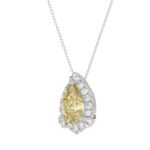 14K WHITE GOLD 2 1/4CT ROUND/PEAR DIAMOND LADIES PENDANT WITH CHAIN - Image 3